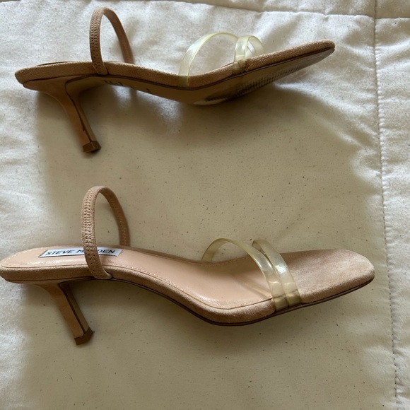 Steve Madden Tan Heels Sleek Two-Strap Design - Picture 2 of 5